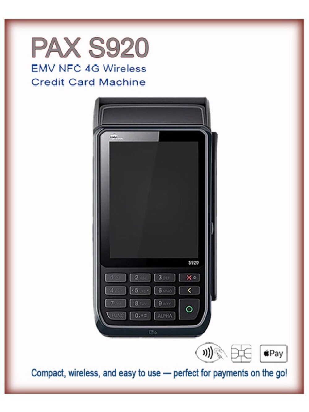 PAX S920 4G Wireless Credit Card Terminal – Wells 350 Encrypted